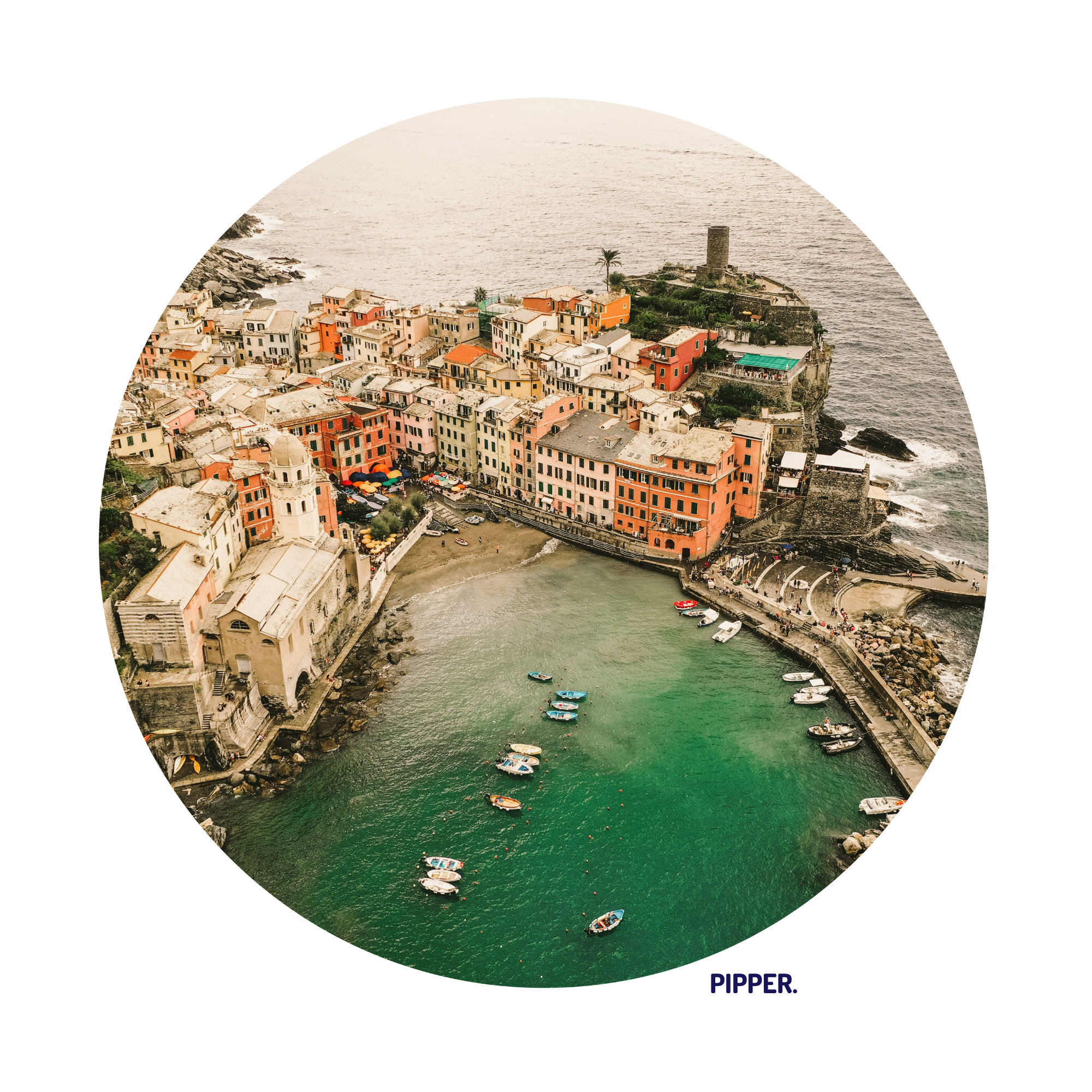 Kruhová nálepka na stenu Cinque Terre Italy